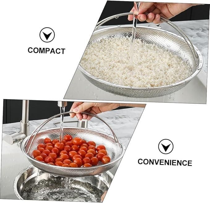 Stainless Steel Draining Rinsing Washing Ideal for Kitchen Vegetables Fruits