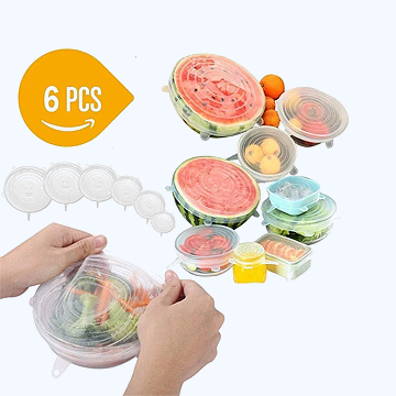 Silicon Lids - Reusable Silicone Stretch Lids For Food Cover ( Set of 6 )